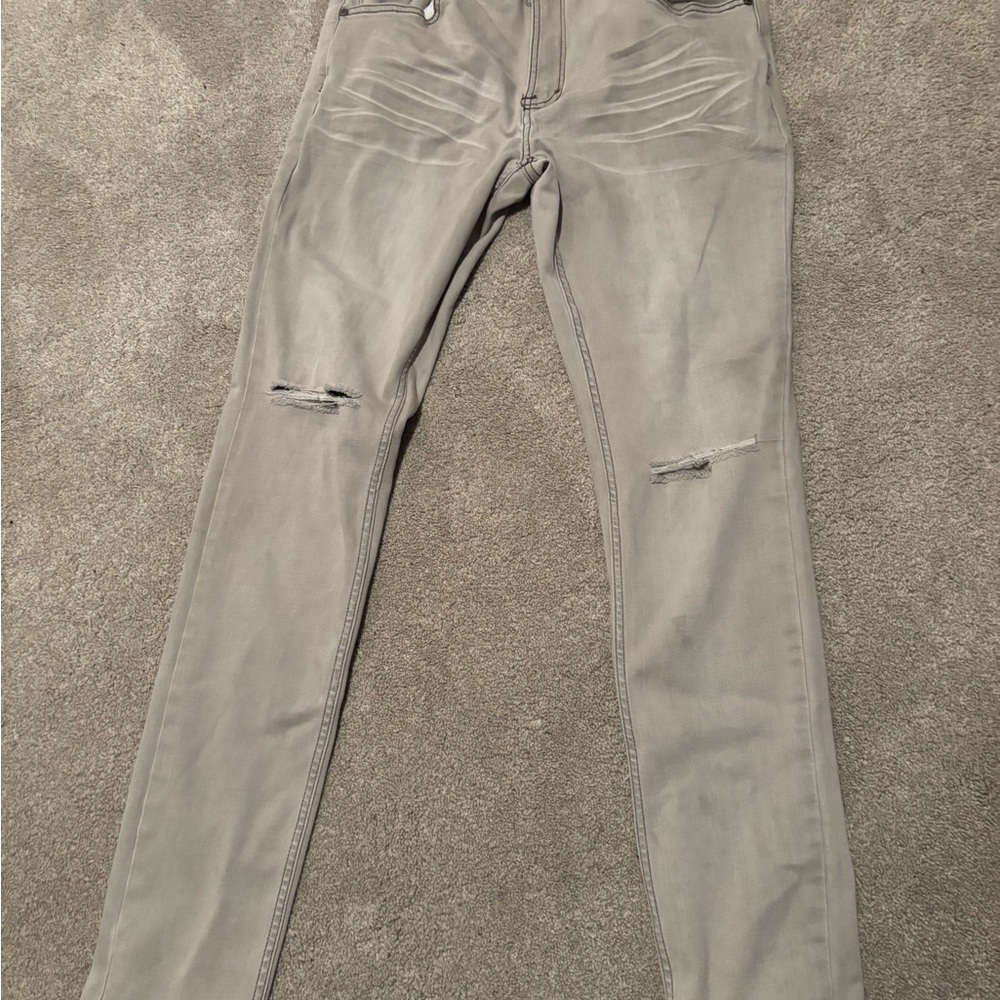 Gray Skinny Distressed Jeans